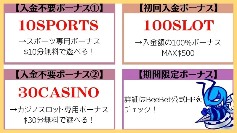 BeeBet-ビーベット-解説-登録方法【-10&ndash;30ボーナス】口コミまで-ビーベット